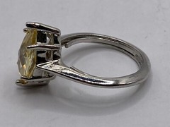 Vintage Avon Marquise-Shape Pale Yellow Stone in Silvertone Ring (Size 7)