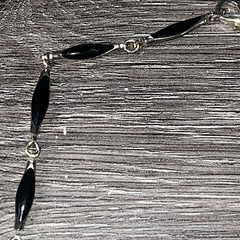 Vintage 30in Black Twist Bead Station Necklace Gold Tone Opera Length MCM No Pit