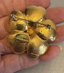 Vintage Blair Delmonico Brooch Canary Yellow Flower Brooch Pave` Rhinestone 2″
