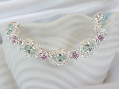 Sterling Silver 925 Mint Green Topaz Gemstone Tennis Bracelet 7.5″
