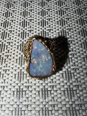 Modernist Free Form Colorful Opal & 14K 9g Gold Ring Size 7.25