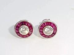 Art Deco Style Lab Created Diamond Wedding Anniversary 14K White Gold FN Earring