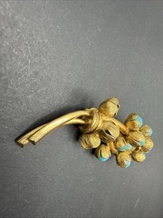 Vintage Tree Branch Brooch Pin Blue Flower Buds Trombone Clasp J110