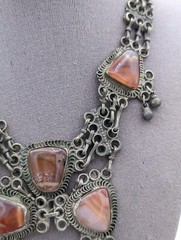 Vintage Semi Precious Stones Metal Choker Necklace