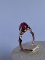 Old Vintage Soviet Union Silver 875 Ring USSR Red Stone Ruby Size US 6 (16.5 mm)