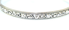 VINTAGE DANECRAFT STERLING SILVER 5.7 mm BANGLE BRACELET LEAVES FLOWERS VINE