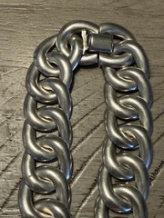 Large Vintage 925 Mexican Taxco Modernist Sterling Silver Curb Link Necklace