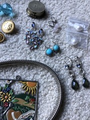 1 Pound + TEAL & SILVERTONED Jewelry Vtg Modern Lot Craft Junk Wearable Resell