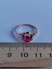 Old Vintage Soviet Union Silver 875 Ring USSR Red Stone Ruby Size US 6 (16.5 mm)