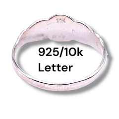 Initial U Signet 10k Gold Letter 925 Sterling Silver Ring Size 4.25