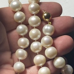 Necklace Cultured Pearl 14k 9mm Ball Clasp Big Pearls 10mm To 11mm Big Pearls