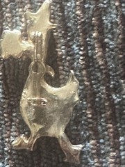 VTG Duck Brooch Pin Top Hat Clear Rhinestones Blue Cabochon Gold Tone