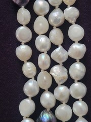 52″ Knotted Baroque Freshwater Pearl Rope Necklace Dark Iridescent Accent Pearls