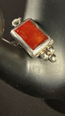 Vintage Mexico Sterling Silver Pendant Inset with a Red Stone