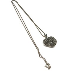Vintage 925 Sterling Silver Marcasite Heart Locket Pendant Chain Necklace 24″