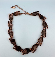 Vintage Renoir Necklace Copper Wing Shaped Links Adjustable 14″ to 18″ Signed