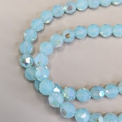 Glass Beaded Necklace Blue Opalite Crystal Teardrop Dangle Sterling Silver 16″