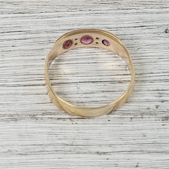 Victorian Ruby Diamond 14K Yellow Gold Band Ring 7 Simple Antique Luxury Flush