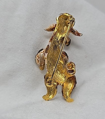 Vintage LG Linda Gal Brown & Gold Enamel Dancing Poodle Brooch Enamel Pin