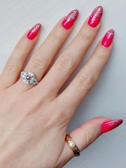 Vintage Style 14k White Gold Finish Lab Created Diamond and Ruby 925 Silver Ring