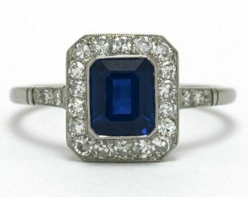 Art Deco Antique 3.80 Ct Natural Sapphire Vintage Engagement Ring 925 Silver