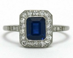 Art Deco Antique 3.80 Ct Natural Sapphire Vintage Engagement Ring 925 Silver
