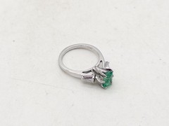 Vintage 1940s $4000 1.50ct AAA+++ Colombian Emerald Diamond 14k White Gold Ring