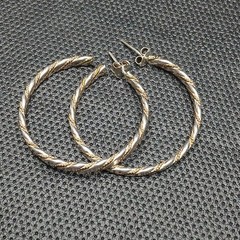 STERLING SILVER 925 Hoop Earrings Rrapped W/Gold Over Chain. 14.483