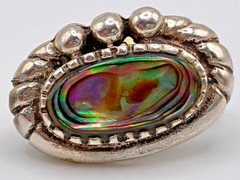 Darling Dainty Vintage 21st and Stone Abalone Sterling Silver Clip-On Earrings