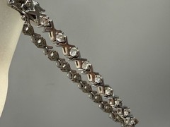 ESTATE STERLING SILVER 925 XOXO CZ PRONG SET STONES TENNIS BRACELET