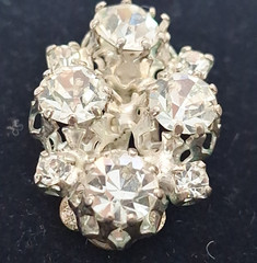 Vintage Austria Rhinestone Cluster Clip On Earrings Bridal Old Hollywood 24mm