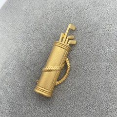 Vintage Tona Golf Clubs & Bag Brushed Matte Gold Tone Brooch Pin Golfer Gift