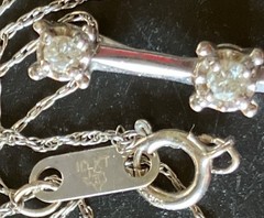 10k White Gold 19.5″ Necklace Chain & Past Present Future 3 Diamond Pendant