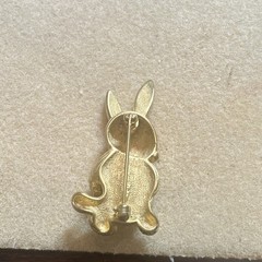 Vintage OEO by Oleg Cassini Rabbit Brooch • Pearl Body • Green Rhinestone Eye