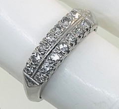 Antique 1920’s Art Deco 13k White Gold Diamond Wedding Band
