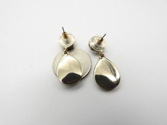 Black Plastic Faux Animal Fur Dangle Pierced Earrings Vintage