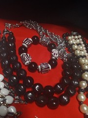 Vintage To Modern Black & White Jewelry Lot Plastic Metal Glass