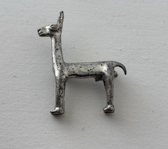 Alva Studios Llama Alpaca Brooch Pin Folk Art Silver Plated Pewter Vintage