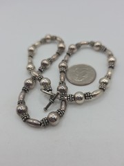 Vintage Sterling Silver 925 Beaded Toggle Necklace 17″ 30g