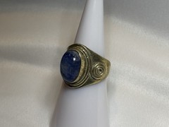 Vintage 925 Nepal Sterling Silver Blue Kyanite Moonstone Spiral Ring Sz 7
