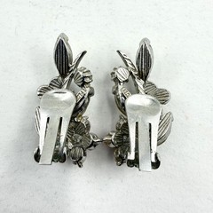 Florenza Vintage Pastel Floral Accented Iridescent Aurora Borealis Clip Earrings