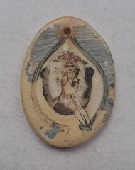 Antique Carved Painted Mechanics’ Good Luck Charm Amulet Scrimshaw