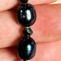 Dyed Peacock Blue Green Freshwater Pearl Necklace Iridescent Cultured Vintage C5