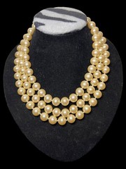 Vintage Signed CAROL LEE Faux Pearl Multistrand Necklace 18”