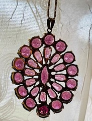Vintage Czechoslovakia Multiple Diamond Shape Amethyst Pendant Necklace & Chain