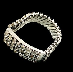 Vintage Rhinestone Hidden Photo ID Bracelet