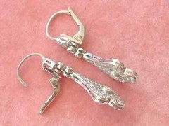 Art Deco Style Lab-Created Diamond Dangle/Drop Geometric Late Earring 925 Silver