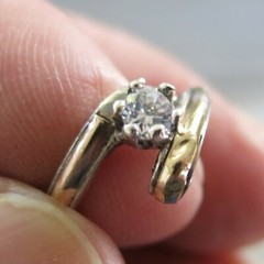 Sterling Silver Ring with CZ & Gold Vermeil 2.0g Size 5.75 [5130]