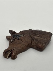 1940s World War 11 Hand Carved Horse Brooch Red Mill Equestrian Western Folk Art