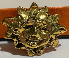 Hermès Sun Face Clip-On Earrings Bijouterie Fantaisie Gold Tone Signed w/ Box